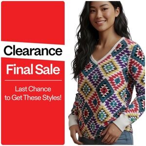 OP Thermal Long Sleeve Top Aztec Geometric Print CLEARANCE